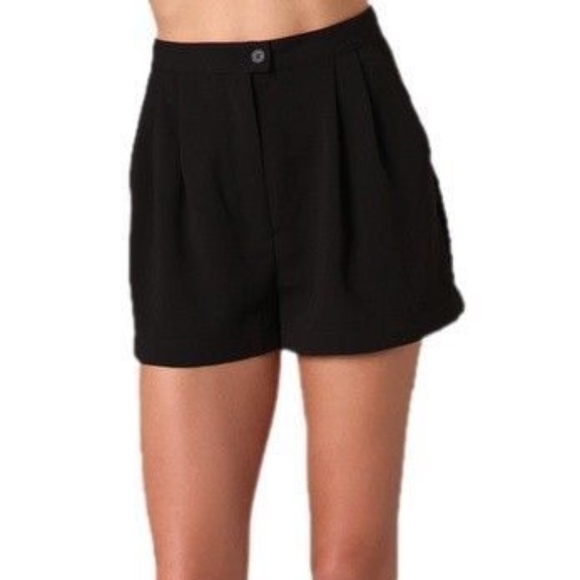 Black Pleated High Waist Shorts Sz 
